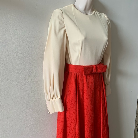 Vintage 60s High Neck Formal pleated Maxi Dress (q - Picture 7 of 9
